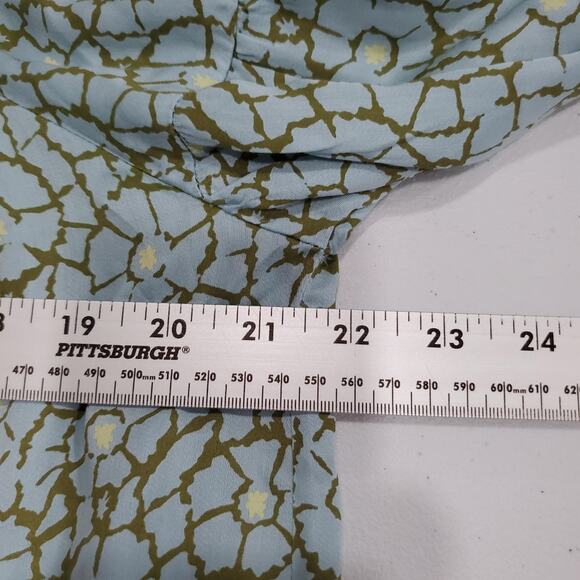 Omika Blouse Womens XS Blue Green Boho Peasant Button Front Modal Long Sleeve - Picture 6 of 9